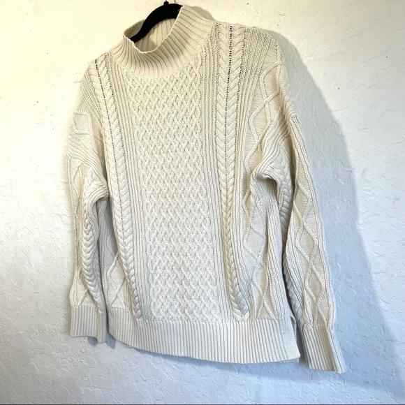 J Crew Long Cotton Cable Knit Mockneck Sweater Style BD709 - Picture 6 of 16